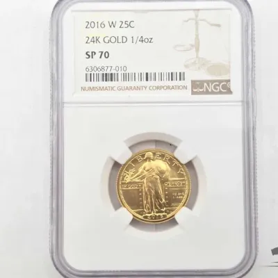 Sale Photo Thumbnail #17: 1919 graded 2016 standing liberty 14 oz gold coin
