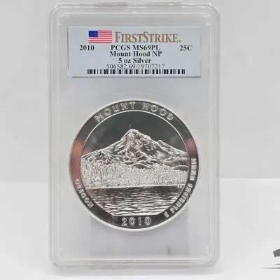 Sale Photo Thumbnail #39: 2020 graded 2010 mount hood national park 5oz silver quarter