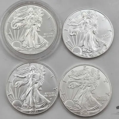 Sale Photo Thumbnail #94: 2126 4 2013 2025 american silver eagle dollars