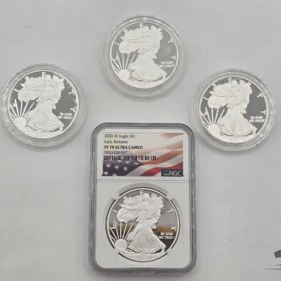 Sale Photo Thumbnail #74: 2088 4 2011 2021 american silver eagle dollars
