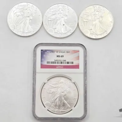 Sale Photo Thumbnail #82: 2104 4 2007 2018 american silver eagle dollars