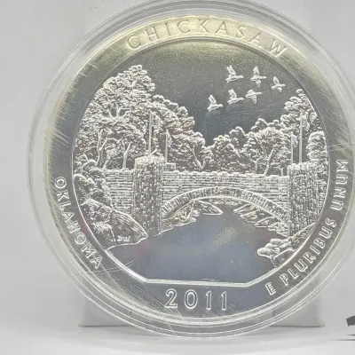 Sale Photo Thumbnail #62: 2066 2011 chickasaw national park 5oz silver quarter
