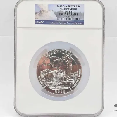 Sale Photo Thumbnail #35: 2012 graded 2010 yellowstone national park 5oz silver quarter