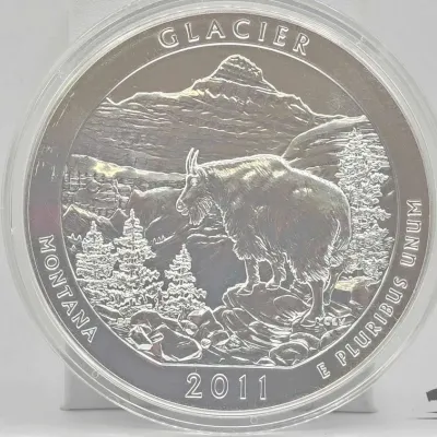 Sale Photo Thumbnail #63: 2068 2011 glacier national park 5oz silver quarter