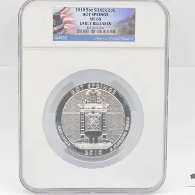 Sale Photo Thumbnail #36: 2014 graded 2010 hot springs national park 5oz silver quarter
