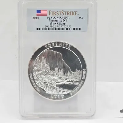 Sale Photo Thumbnail #43: 2028 graded 2010 yosemite national park 5oz silver quarter