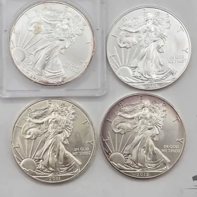 Sale Photo Thumbnail #91: 2120 4 2010 2013 american silver eagle dollars