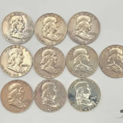 1400 10 1952 1963 franklin half dollars