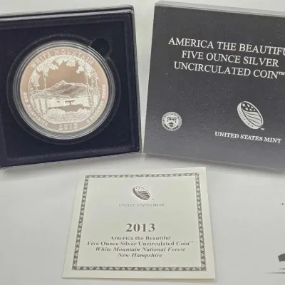 Sale Photo Thumbnail #59: 2060 2013 white mountian national forest 5oz silver quarter