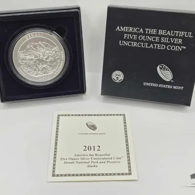 Sale Photo Thumbnail #54: 2050 2012 denali national park 5oz silver quarter