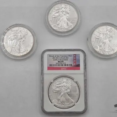 Sale Photo Thumbnail #75: 2090 4 2011 2019 american silver eagle dollars