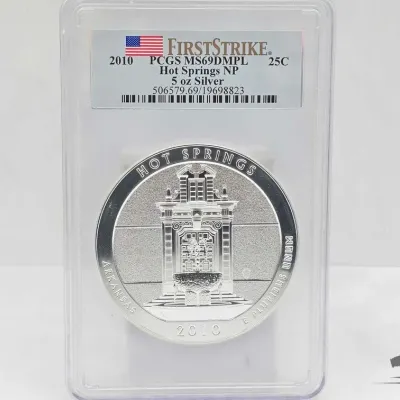 Sale Photo Thumbnail #41: 2024 graded 2010 hot springs national park 5oz silver quarter
