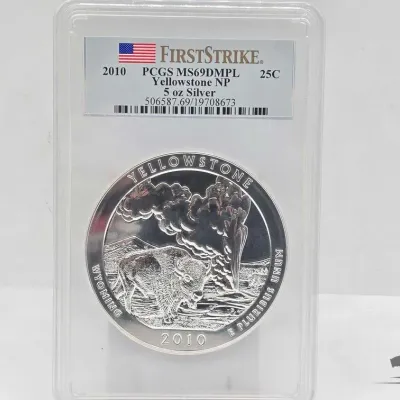 Sale Photo Thumbnail #42: 2026 graded 2010 yellowstone national park 5oz silver quarter
