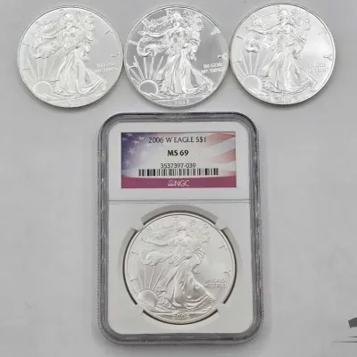 Sale Photo Thumbnail #86: 2112 4 2008 2019 american silver eagle dollars