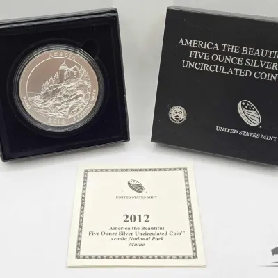 Sale Photo Thumbnail #56: 2054 2012 acadia national park 5oz silver quarter