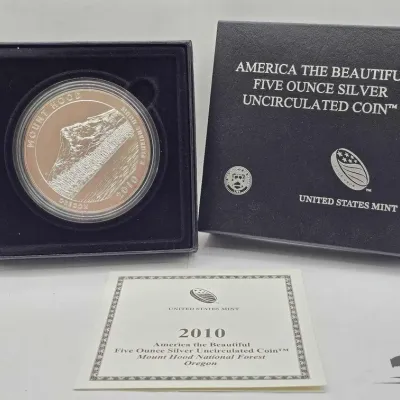 Sale Photo Thumbnail #45: 2032 2010 mount hood national park 5oz silver quarter