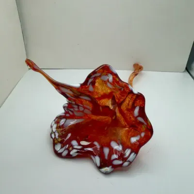 Vintage Hand Blown Art Glass Calla Lily Jack in the Pulpit Flower Sculpture - 8"