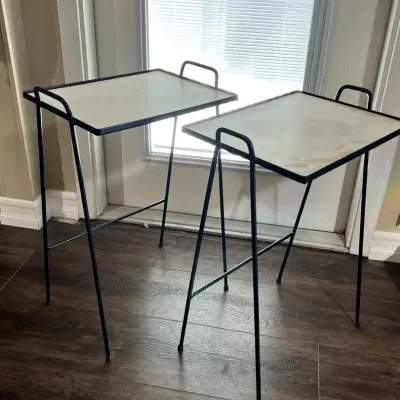 Pair Of Vintage Mid century Hairpin Stacking TV Tables