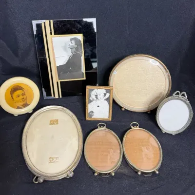 Assorted Vintage & Art Deco Picture Frames Lot - Brass, French Ivory, Glass - 7 Pcs