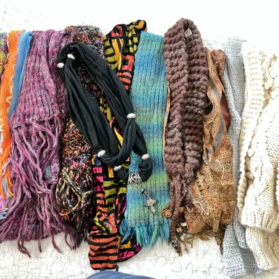 Eclectic Hand Knit And Vintage Scarves