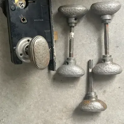 Vintage Hammered Metal Knobs (c. Victorian)