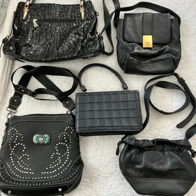 Black Vinyl And Leather Vintage Bags