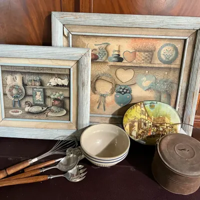 Folk Art Paintings And Vintage Kitchen