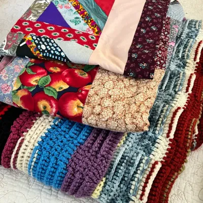 Vintage XL Woven Throw And Decorative Quilts