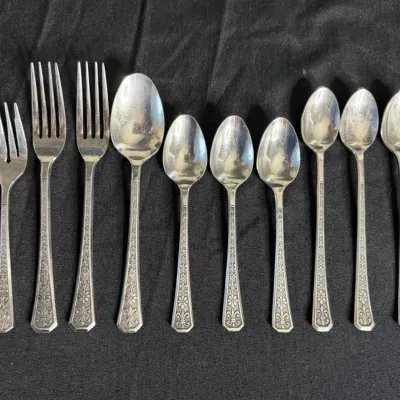 Vintage Interpur Stainless Steel Flatware Set - 12 Pcs Made in Japan (Daisy Pattern)