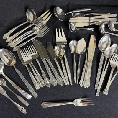 Vintage Mid-Century Stainless Flatware & Serving Utensil Lot - Japan & Korea Import - Ladles, Spoons