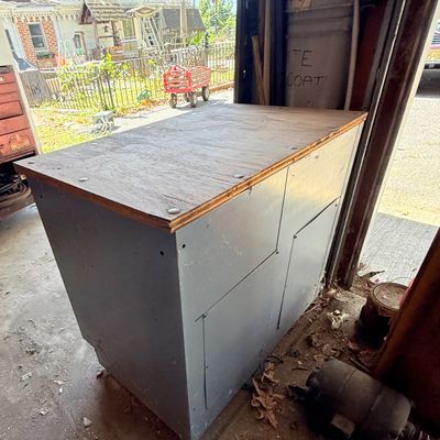 LOT 42: Metal 8-Drawer Workbench Cabinet with Wood Top - Contents Included