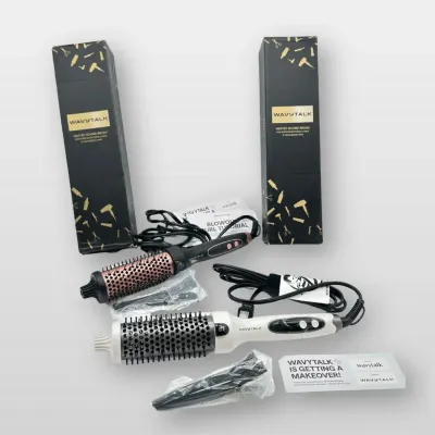 Wavytalk Thermal Hair Styling Brush Set Rose Gold and White Heated Round Brushes