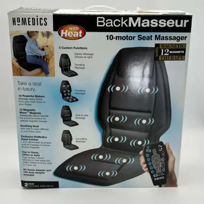 HoMedics BackMasseur 10-Motor Seat Massager Heated Cushion Magnetic Wave Therapy