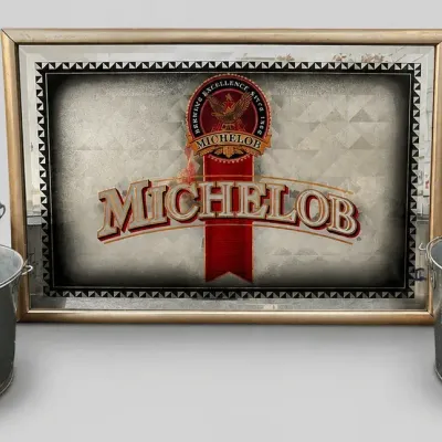 Vintage Michelob Beer Sign Metal Ice Buckets Barware Collector