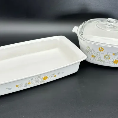 CorningWare Floral Spice of Life Blue Cornflower Baking Dish Set P-332 P-2.5