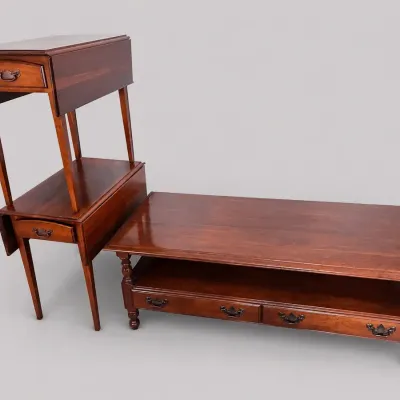 Harder & Statton Trutype Solid Cherry Coffee Table and Nesting Drop Leaf End Tables Set