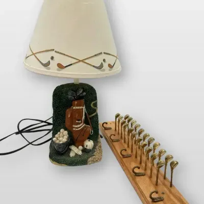 Golf Decor Lamp and Club Coat Rack Set