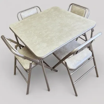 Samsonite Card Table and 4 Folding Chairs Set Mid Century Dining