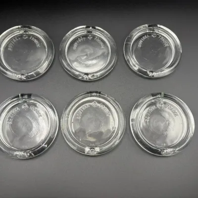 Sovirel France Clear Glass Ashtray Set of 6 Round Trinket Trays