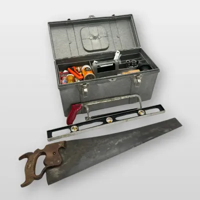 Tuff Box Toolbox Organizers Hand Tools Lot Socket Set Staple Gun Saws Level