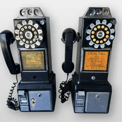 Crosley Vintage Payphone Rotary Style Coin Operated Wall Phone Set 19inches tall