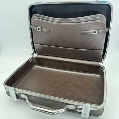 American Tourister Hardshell Briefcase Brown Attache Case Hard Shell Luggage