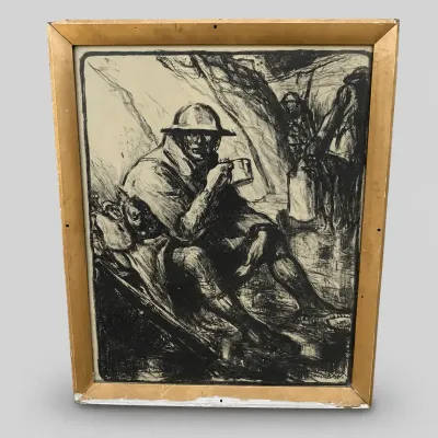 WWI Poster Wallace Morgan Feed A Fighter Lithograph Framed US Food Administration 1918 Art