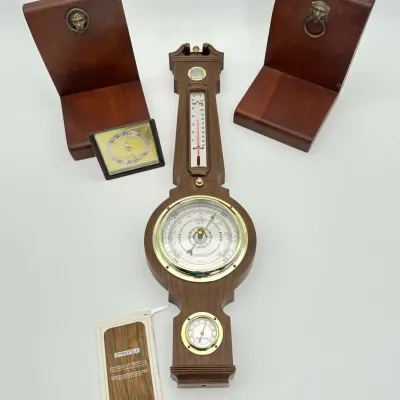 Springfield Weather Station Barometer Thermometer Taylor Humidiguide Lion Bookends