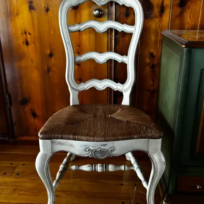 PAIR (other one not shown) of 1990s Thomasville solid wood French Provencal style chairs

