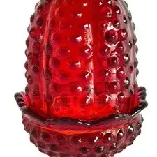Sale Photo Thumbnail #137: Fairy Lamp - Vintage Fenton Hobnail Cranberry Red Glass