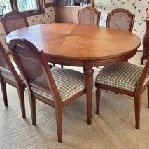Sale Photo Thumbnail #150: Vintage Henredon Dining Table & 6 Chairs
