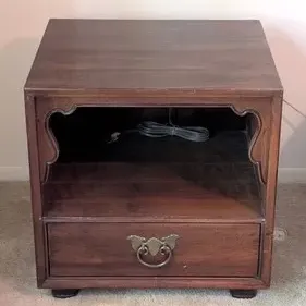 Sale Photo Thumbnail #139: Vintage 1970s Henredon Chinoiserie Walnut Nightstand