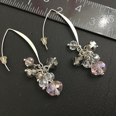 Pink and Clear Crystal Drop Earrings