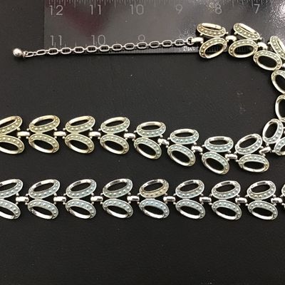 Marvella Necklace and Bracelet Vintage Dotted Silver with Teal Blue